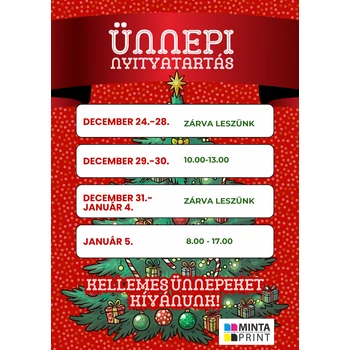 Év végi ünnepi nyitvatartás