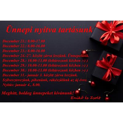 Ünnepi nyitva tartásunk